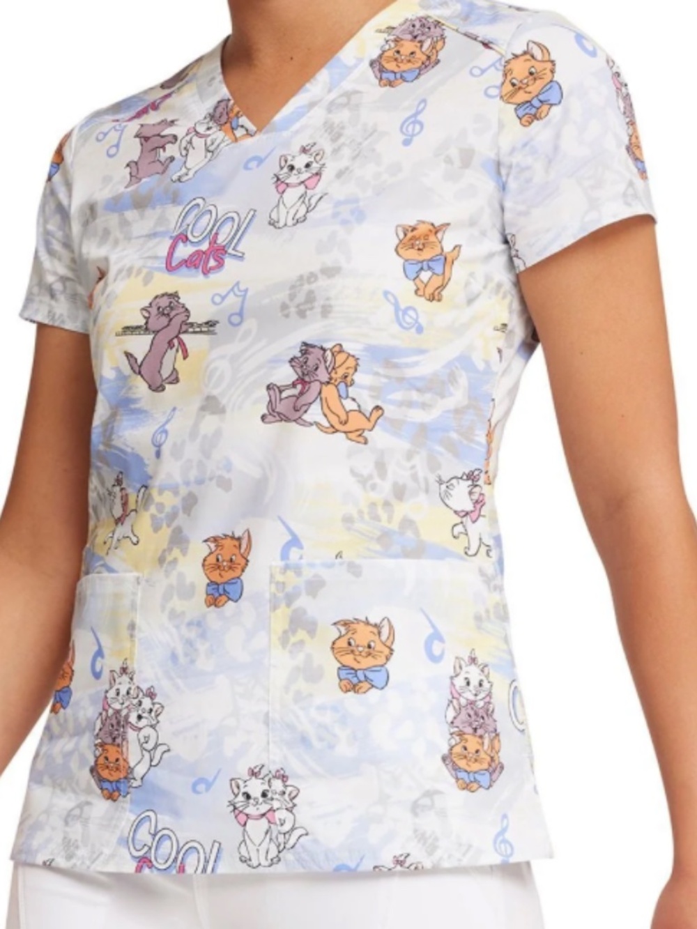 Hip Cats Tooniforms Disney Aristocats V Neck Scrub Top